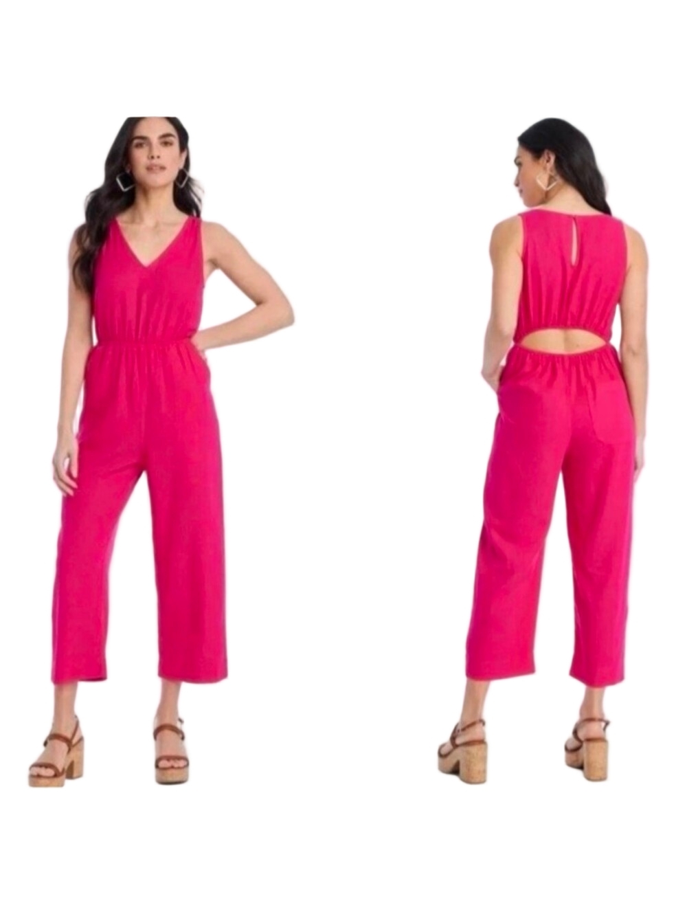 Universal Thread Pink Linen Blend Jumpsuit Size XXL